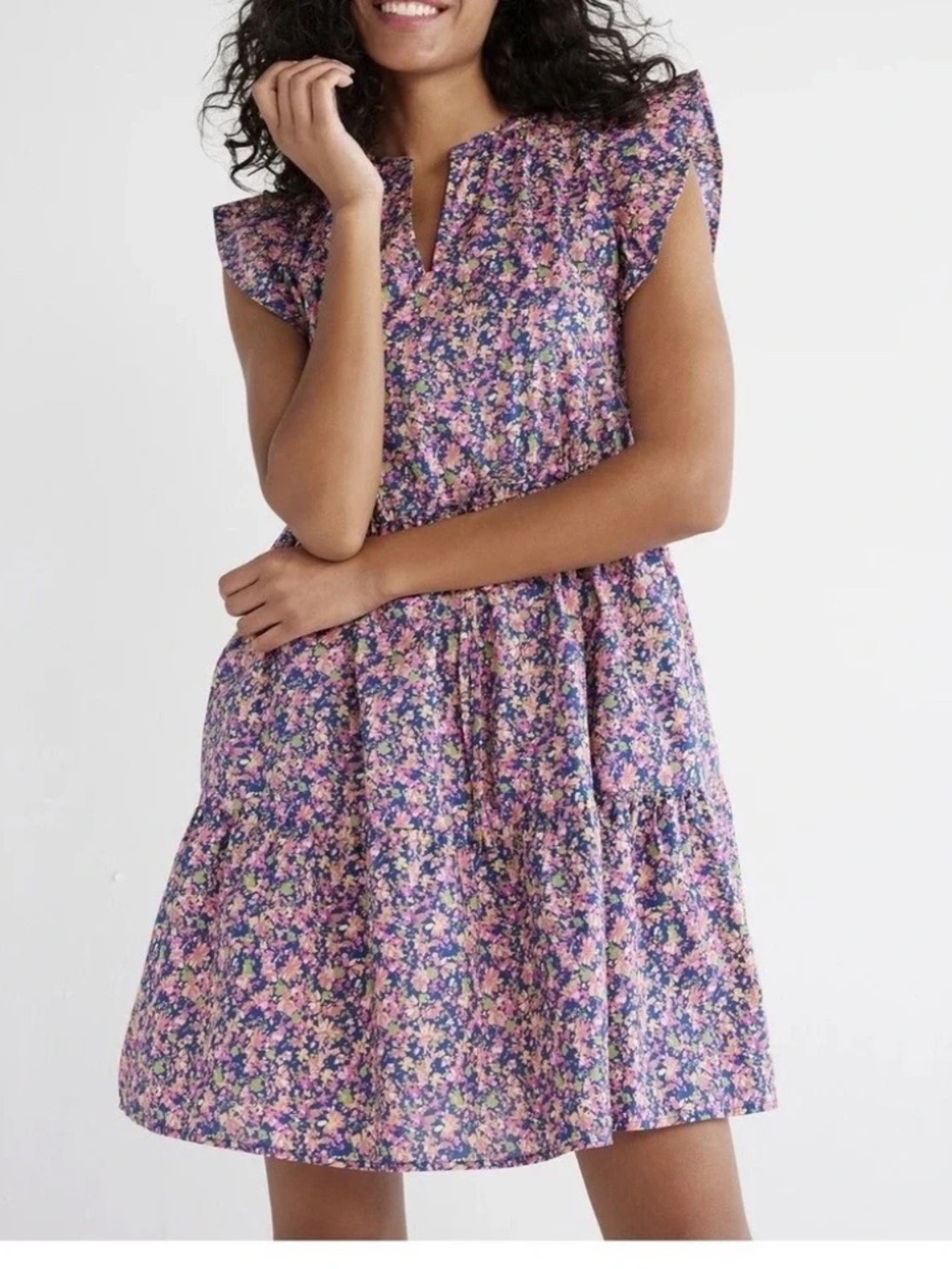 Time and Tru ruffle sleeve tiered mini dress size XL